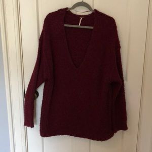 Free People V neck nubby knit sweater